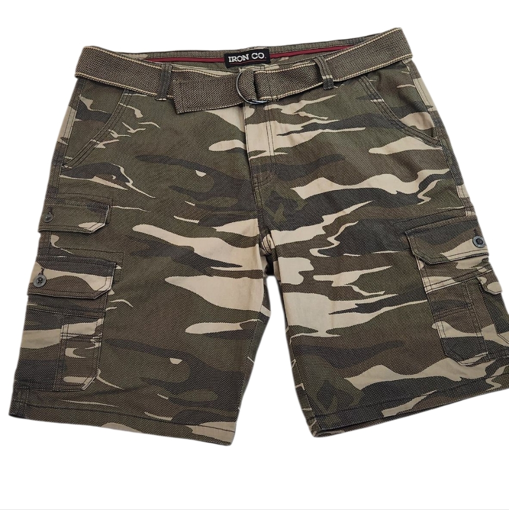 Iron Co. Camo Cargo Shorts.  Size 38 Waist